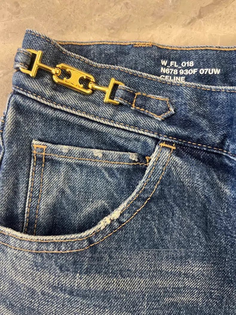 Celine CELINE Lock Buckle Gold Label Flare Jeans Size US 27 - 4 Thumbnail