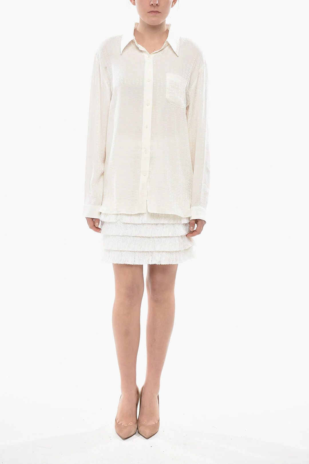 Givenchy og1mm0326 Silk Shirt in White Size M / US 6-8 / IT 42-44 - 4 Thumbnail