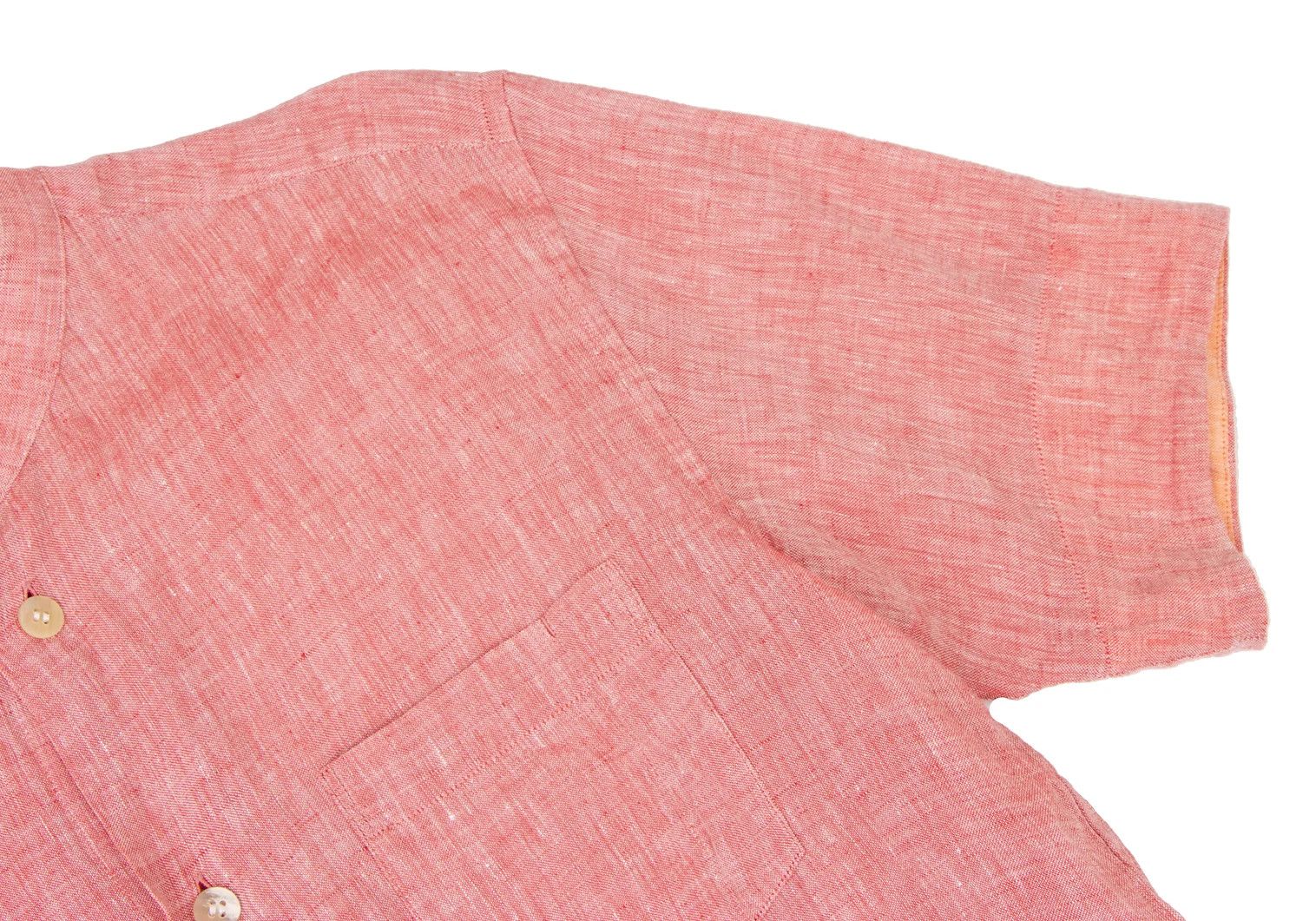 Issey Miyake Linen Collarless Short Sleeve Shirt in Red and White Size US S / EU 44-46 / 1 - 6 Thumbnail