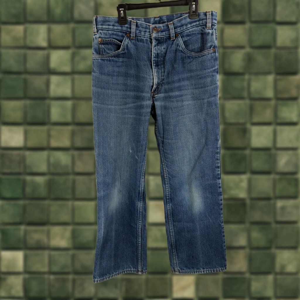 Levi's VINTAGE Levi's 500 Series Jeans Bootcut 34x29 Blue Flannel Lined Orange Tab Mens 80s Size US 34 / EU 50 - 1 Thumbnail