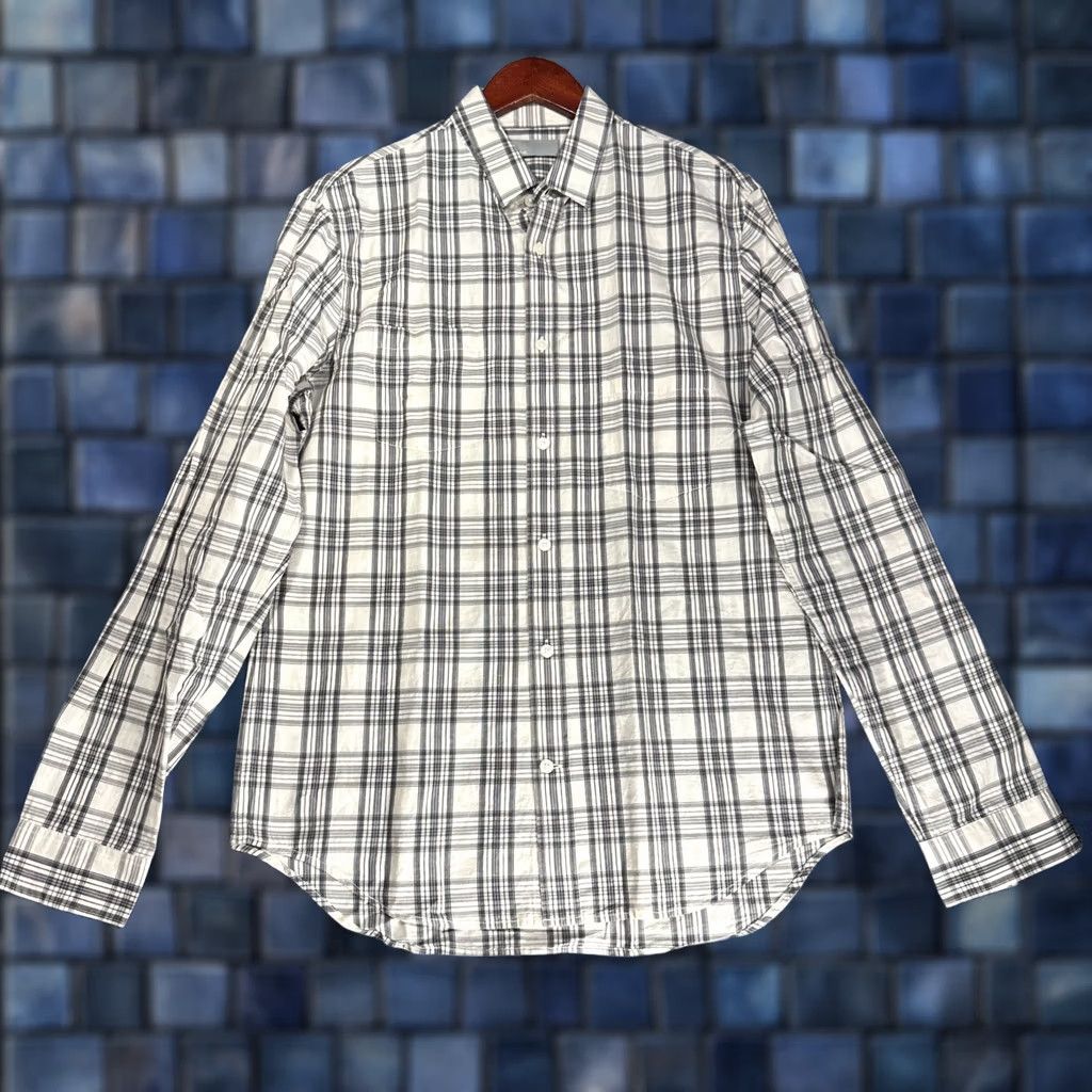 Vince Vince Shirt Mens M Gray Plaid Cotton Linen Blend Long Sleeve Button Up Size US M / EU 48-50 / 2 - 1 Thumbnail