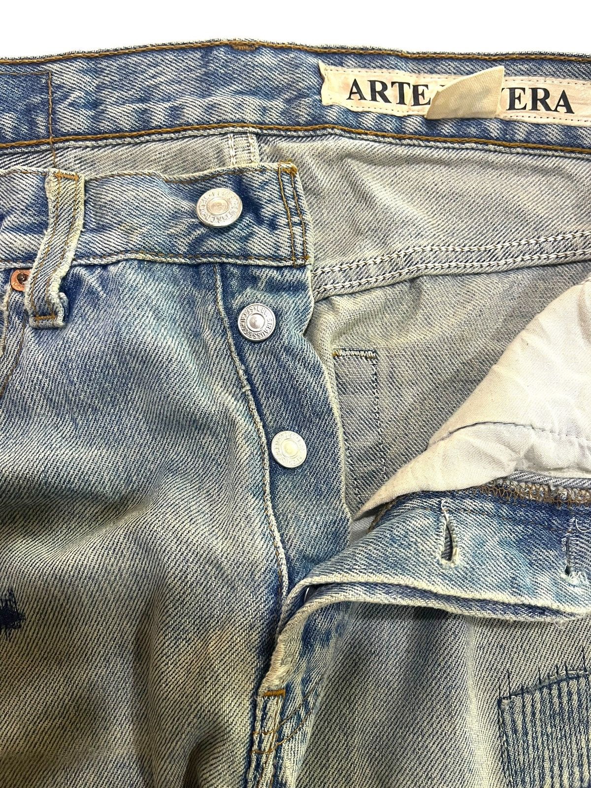 Levi's GRUNGE🤘🏼 VINTAGE LEVIS ARTE POVERA PATHWORK DISTRESSED DENIM Size US 29 - 5 Thumbnail