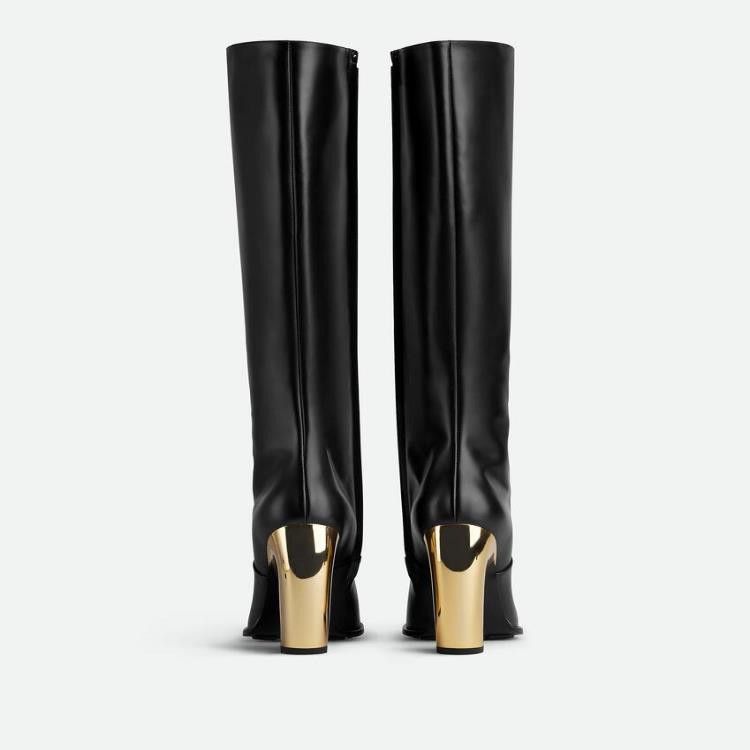 Bottega Veneta o1s1rm0426 Tex Leather Knee Boots in Black/Gold Size US 10 / IT 40 - 3 Thumbnail