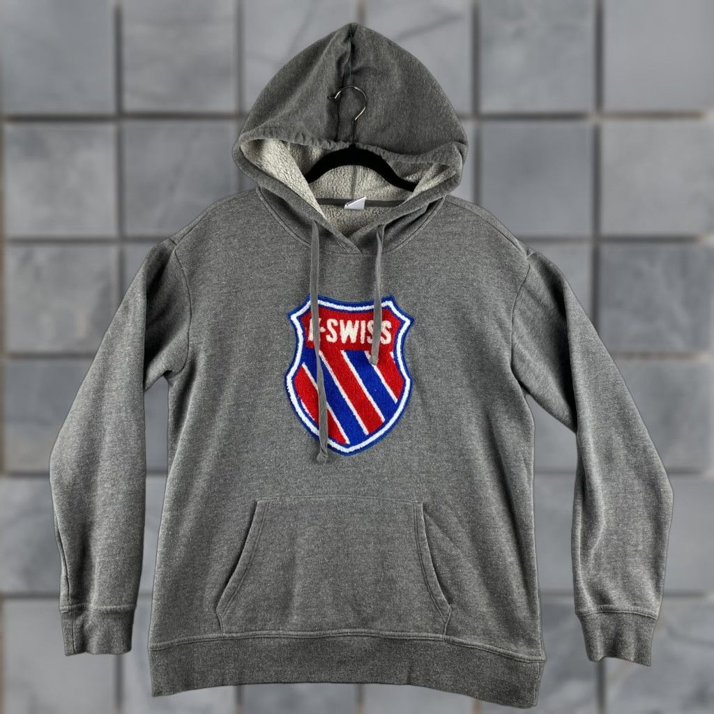 Vintage K Swiss Hoodie Mens M Gray Pullover Hooded Fleece Embroidered Drawstring Logo Size US M / EU 48-50 / 2 - 1 Thumbnail