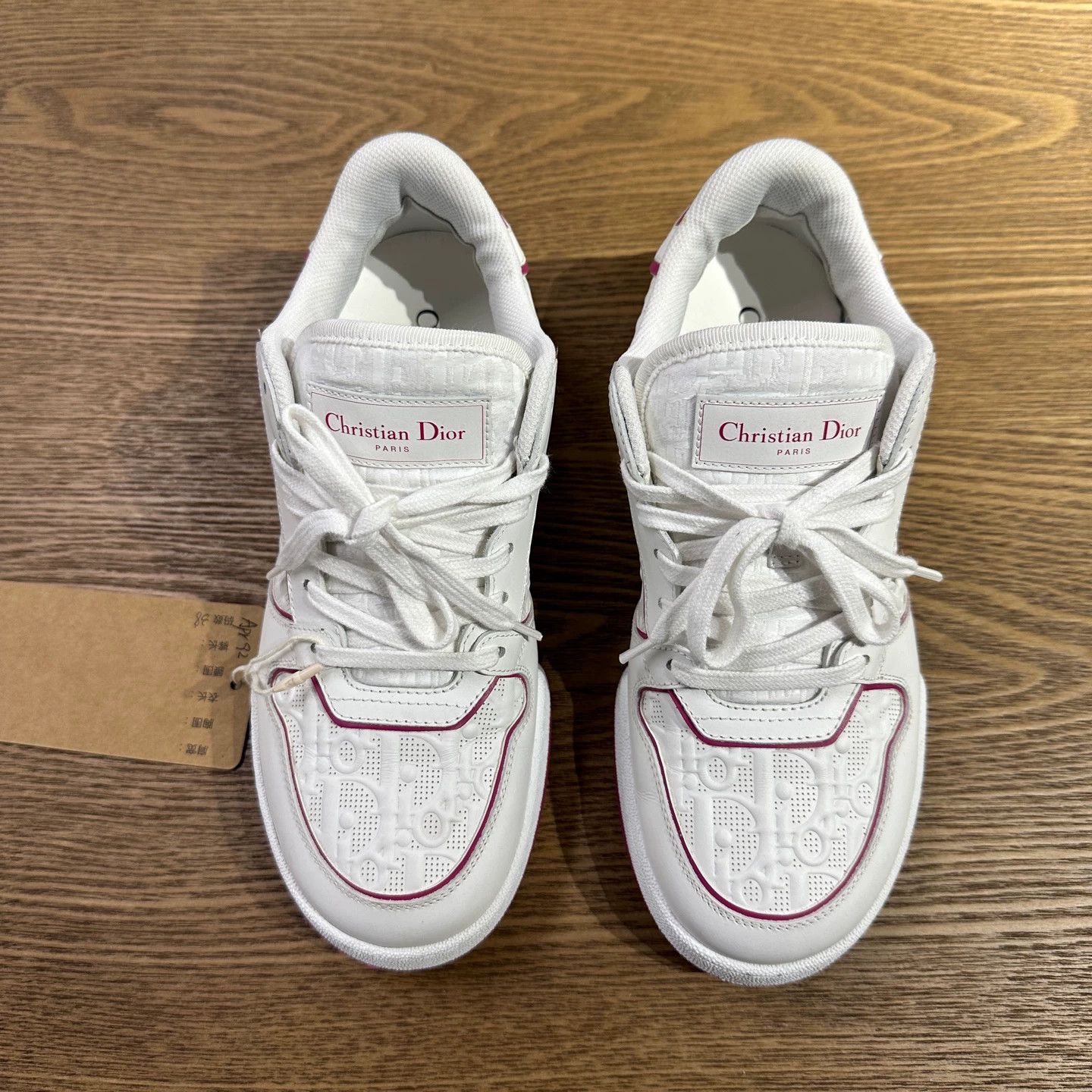 Christian Dior Monsieur Dior apr92 white & pink embossed-logo sneaker 38 Size US 7.5 / IT 37.5 - 2 Thumbnail
