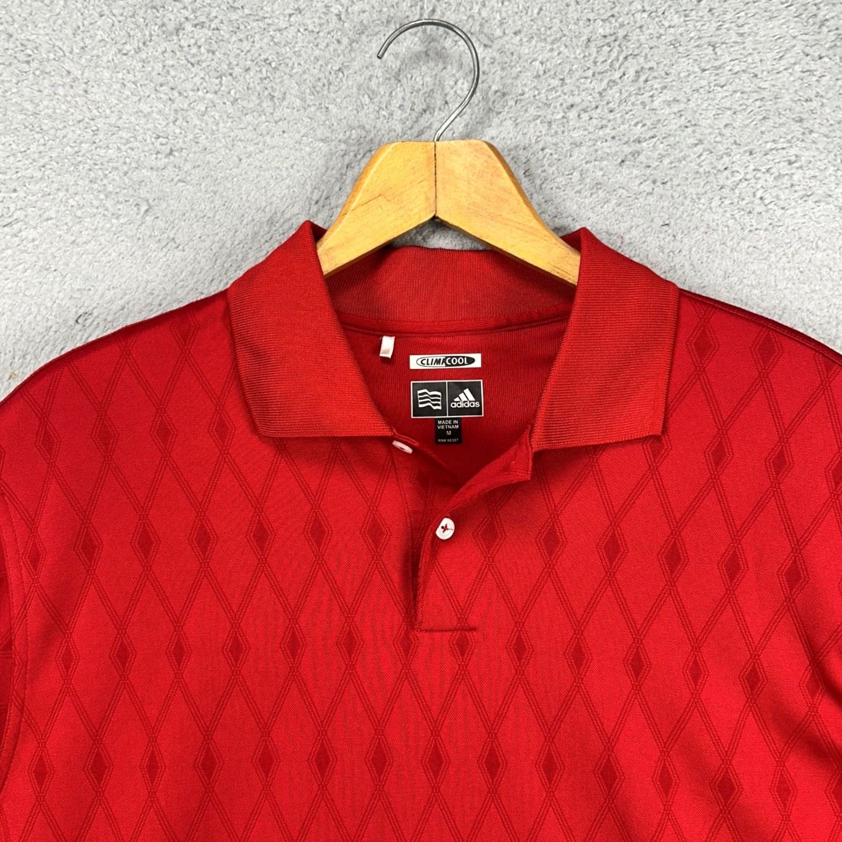 Adidas Adidas Climacool Mens Golf Polo Shirt Medium Red Geometric Athletic Rugby Size US M / EU 48-50 / 2 - 2 Thumbnail