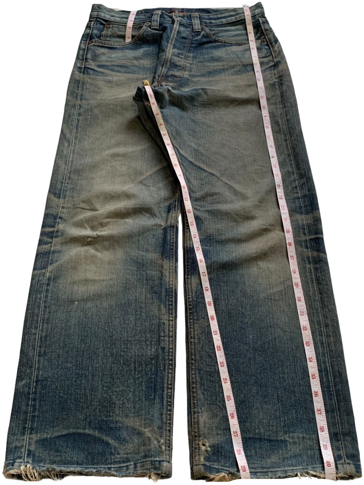 Hypebeast Vintage Paul Smith Red Ear Selvedge Mud Wash Rip Baggy Jeans Size US 31 - 15 Thumbnail