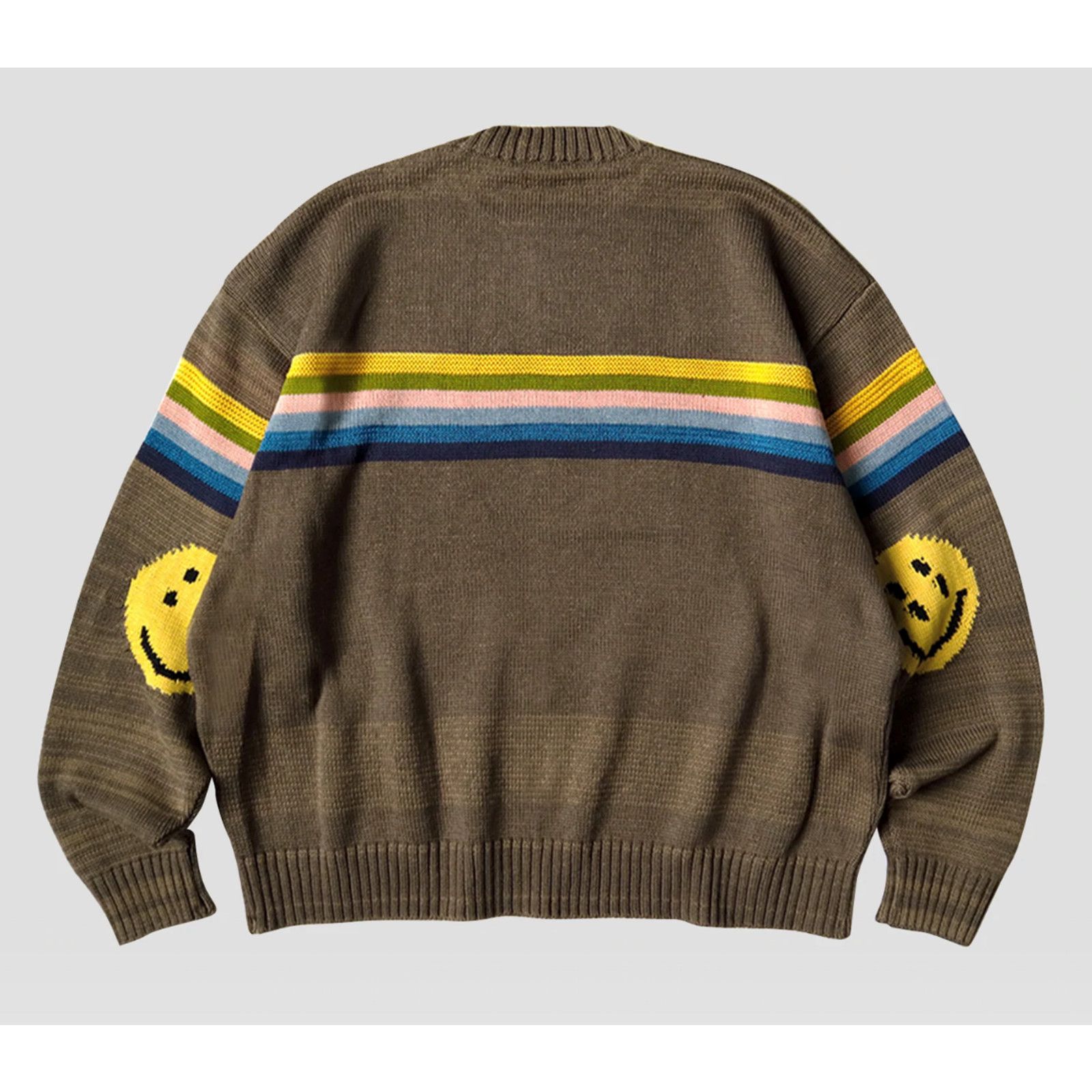 image of Kapital 5G Rainbow Cotton Knit Sweater Brown, Men's (Size Small)