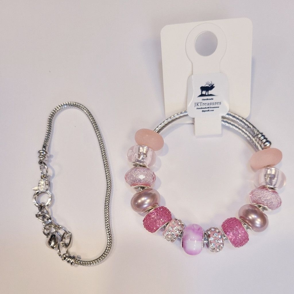 Handmade European Style Large Beaded Adjustable Snake Coil Bracelet 7 Size ONE SIZE - 1 Thumbnail