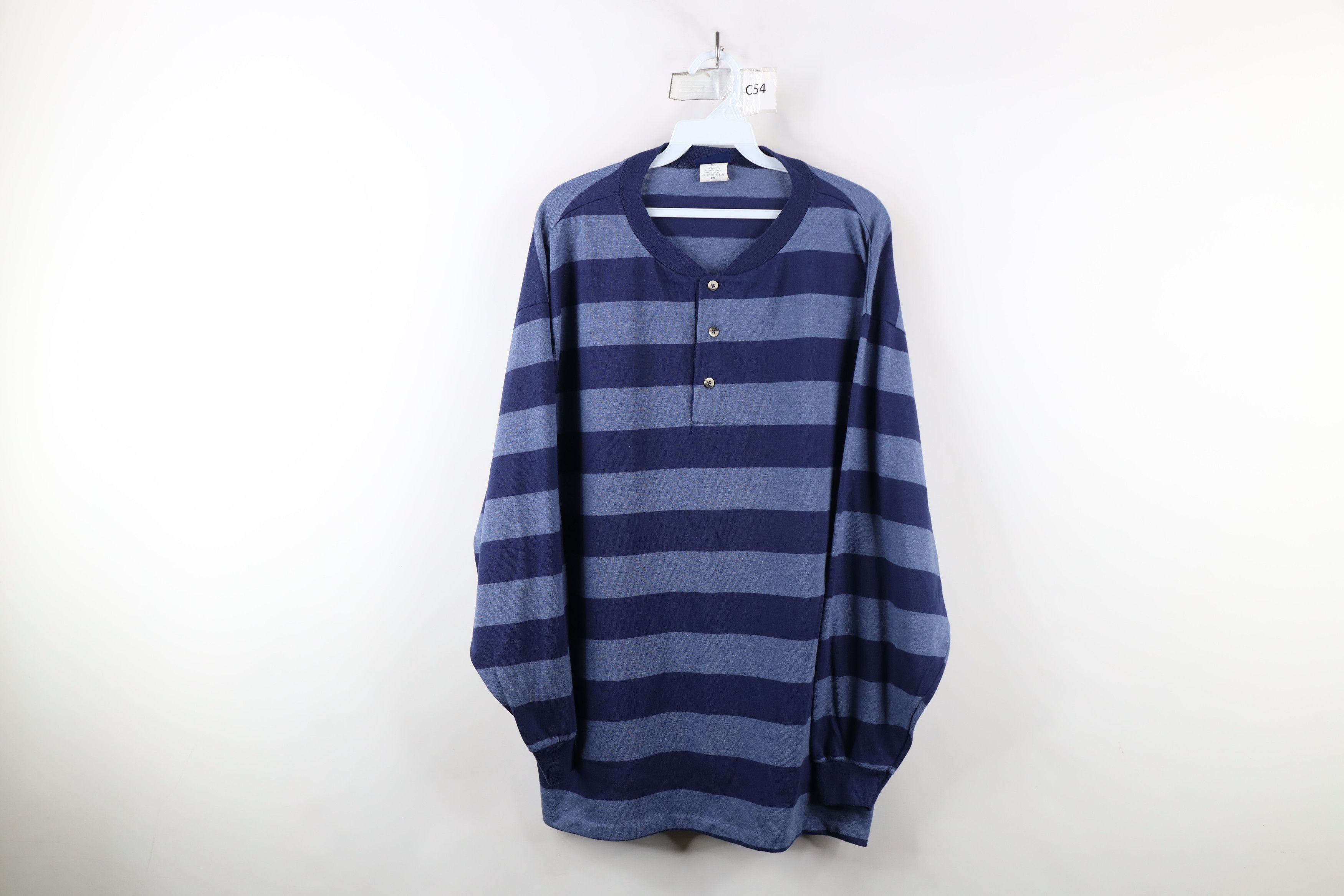 Vintage Vintage 90s Streetwear Block Long Sleeve Henley T-Shirt USA Size US XL / EU 56 / 4 - 1 Thumbnail