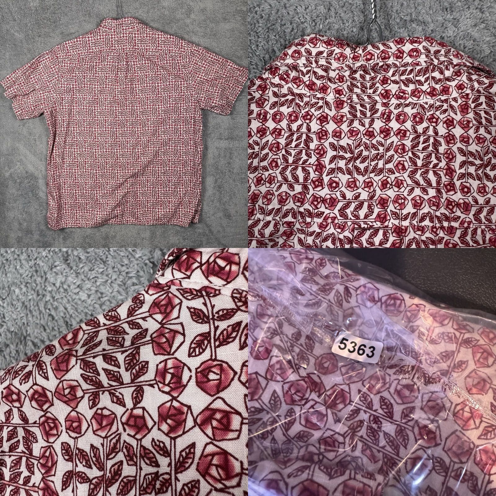 Vintage Yiume Shirt Men's 3XL Floral Hawaiian All Over Print Red Rose Art Button-Up Short Sleeve Casual Size US XXL / EU 58 / 5 - 8 Thumbnail