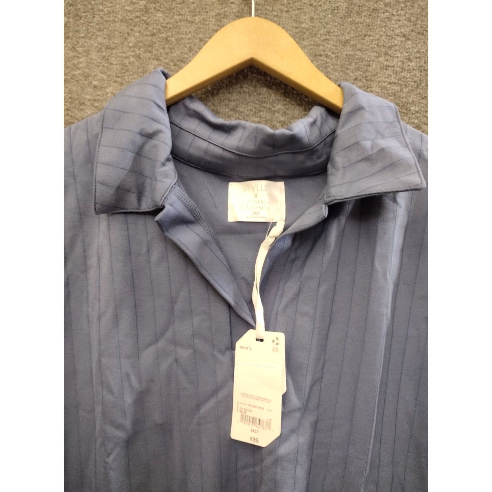Vintage STYLUS X Ladarius Campbell Light Striped Casual Shirt Blue Polo 2XLT Size US XXL / EU 58 / 5 - 3 Thumbnail