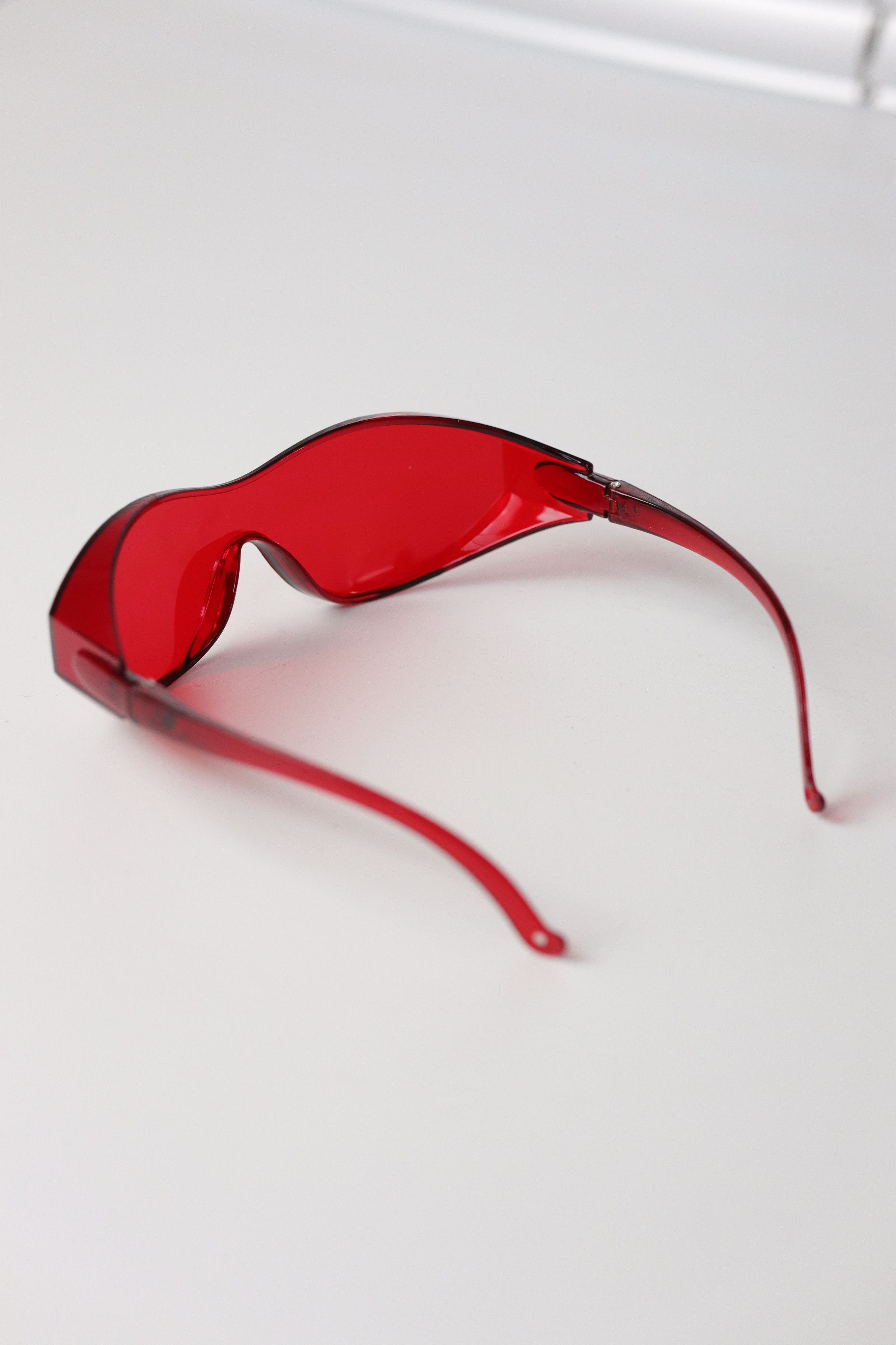 Japanese Brand Y2k Large Wide Safety Glasses Sunglasses Red Unisex One Size Size ONE SIZE - 4 Thumbnail