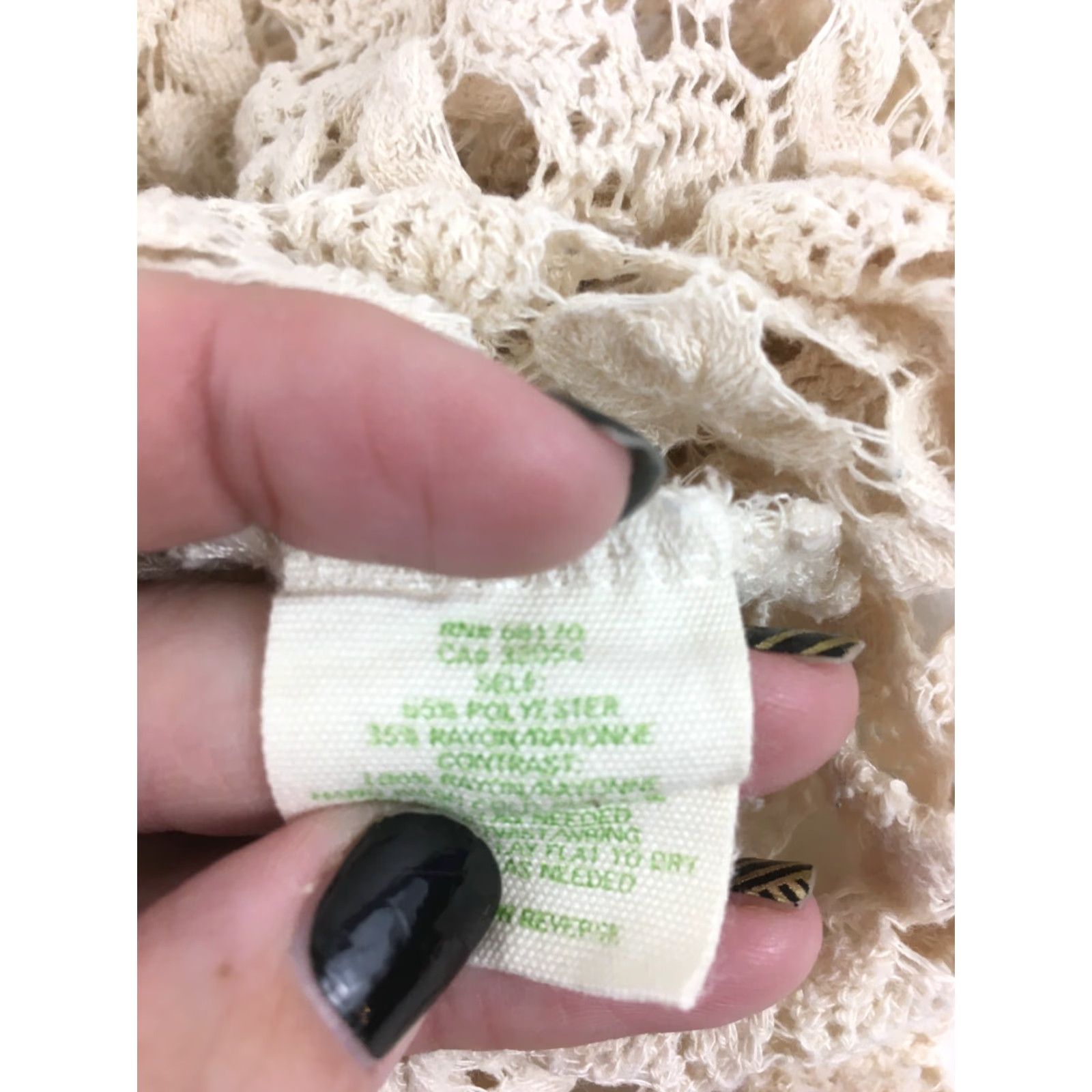 Vintage Staring at Stars Shirt Women XS Ivory Round Neck Short Sleeve Crochet Vintage: No Size XS / US 0-2 / IT 36-38 - 4 Thumbnail
