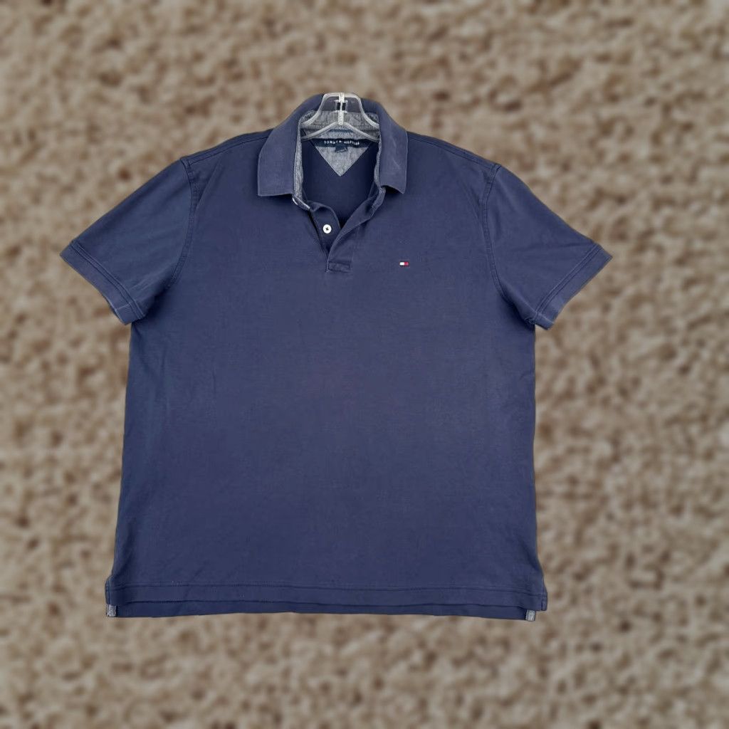 Tommy Hilfiger Tommy Hilfiger Polo Shirt Men Large Blue Classic Fit Short Sleeve 100% Cotton Golf Casual Size US L / EU 52-54 / 3 - 1 Thumbnail
