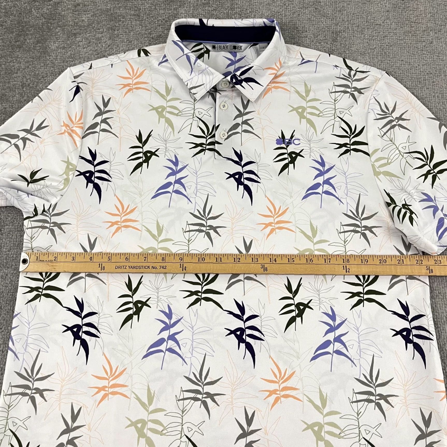 Vintage Black Clover Shirt Mens Large White Floral Hawaiian Live Lucky Golf Preppy Polo Size US L / EU 52-54 / 3 - 5 Thumbnail