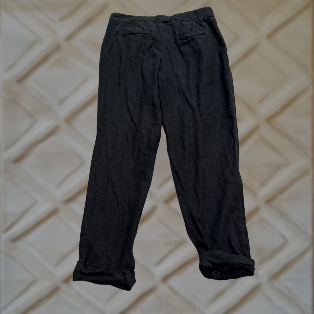 Free People Free People Pants Cropped Linen Blend Black Mid Rise 2 Womens Casual Boho Size 26" / US 2 / IT 38 - 1 Thumbnail