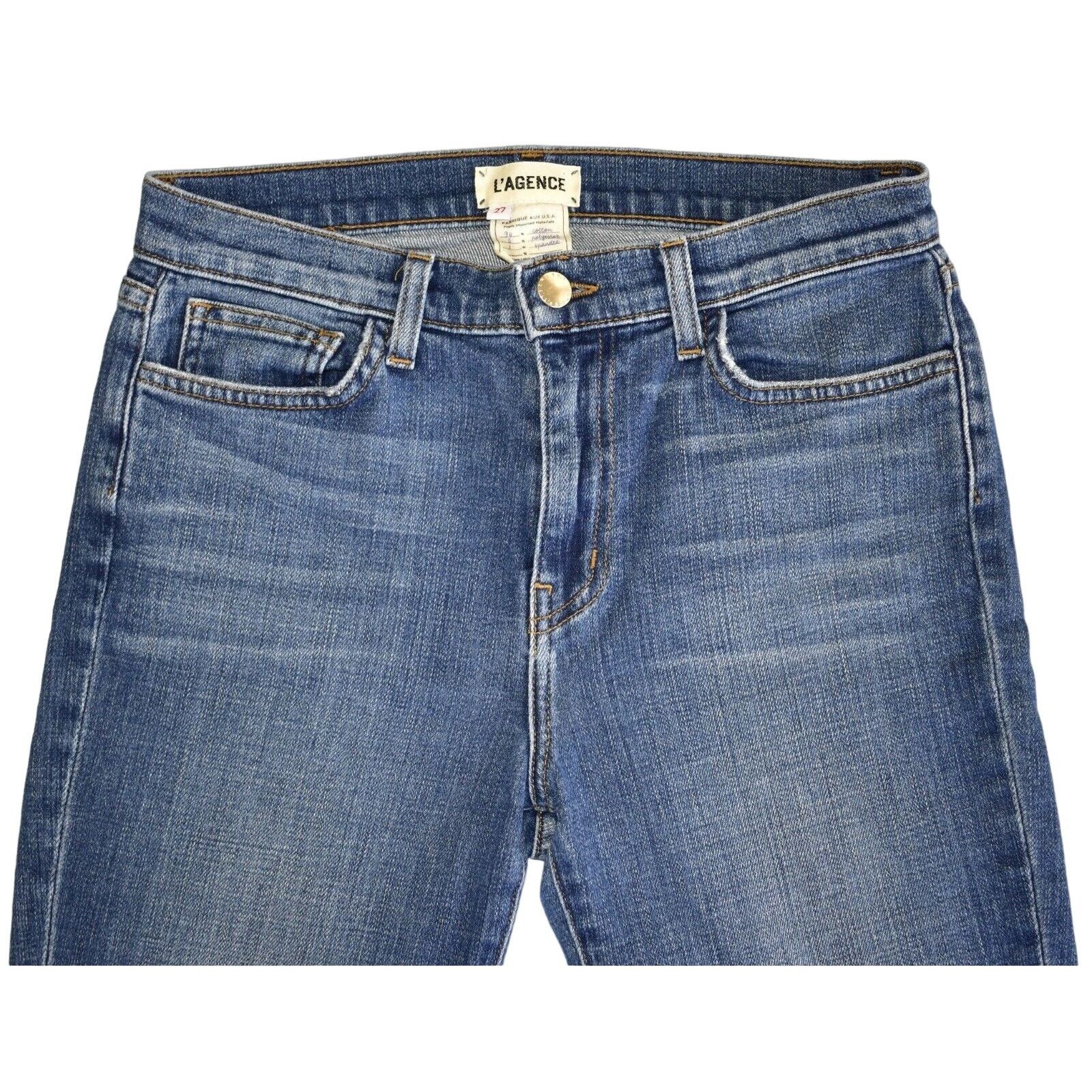 L'AGENCE A6 NEW L'AGENCE Blue Denim Raw Hem Skinny Jeans Size 27 Size 27" / US 4 / IT 40 - 2 Thumbnail