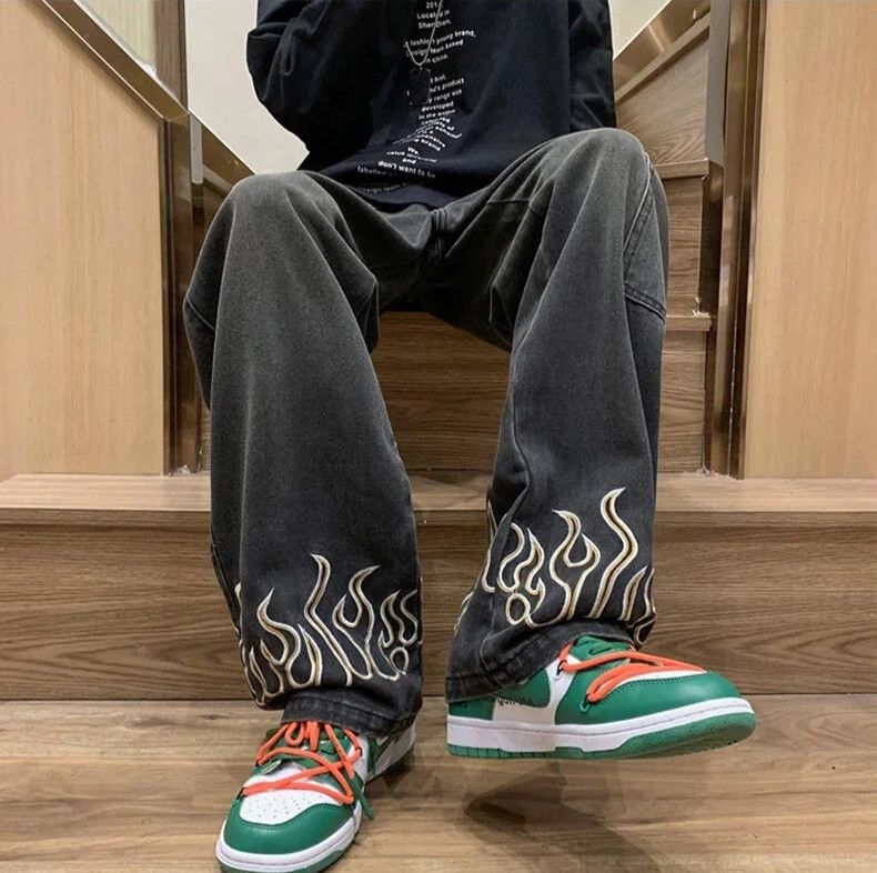 Designer × Japanese Brand Flamed Embroidery Jean Size US 36 / EU 52 - 1 Thumbnail