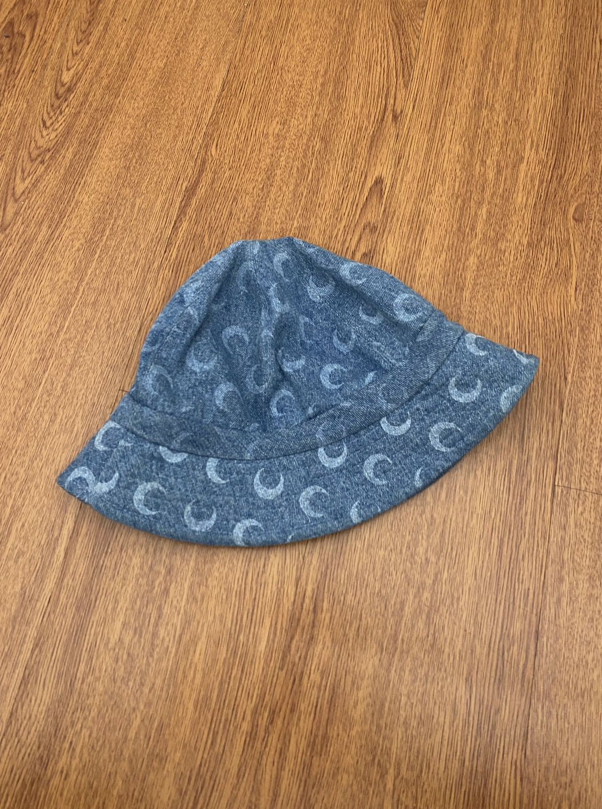 image of Marine Serre Ss19 Denim Bucket Hat in Blue, Men's