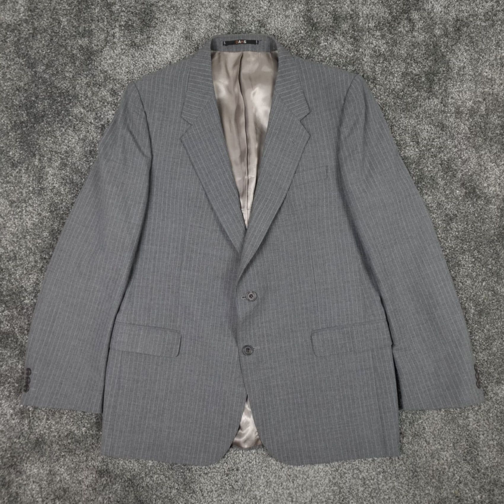 DAKS Daks Mens Suit 2Pc Grey Wool Blend Blazer Trousers 44R 38 38x32 Formal Size US 44 / EU 60 - 2 Thumbnail