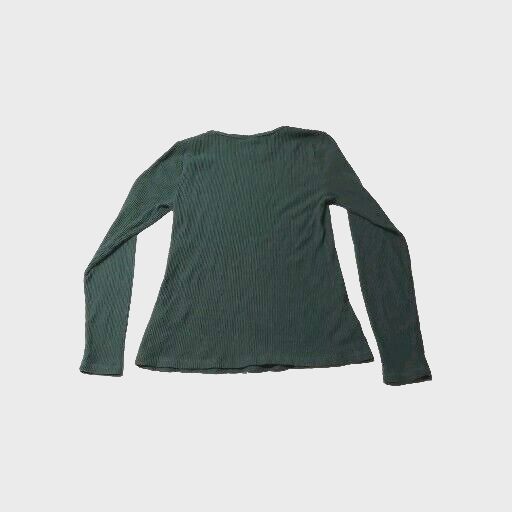 Old Navy Old Navy Ribbed Shirt Women Junior Large Dark Green Stretch Size L / US 10 / IT 46 - 2 Thumbnail