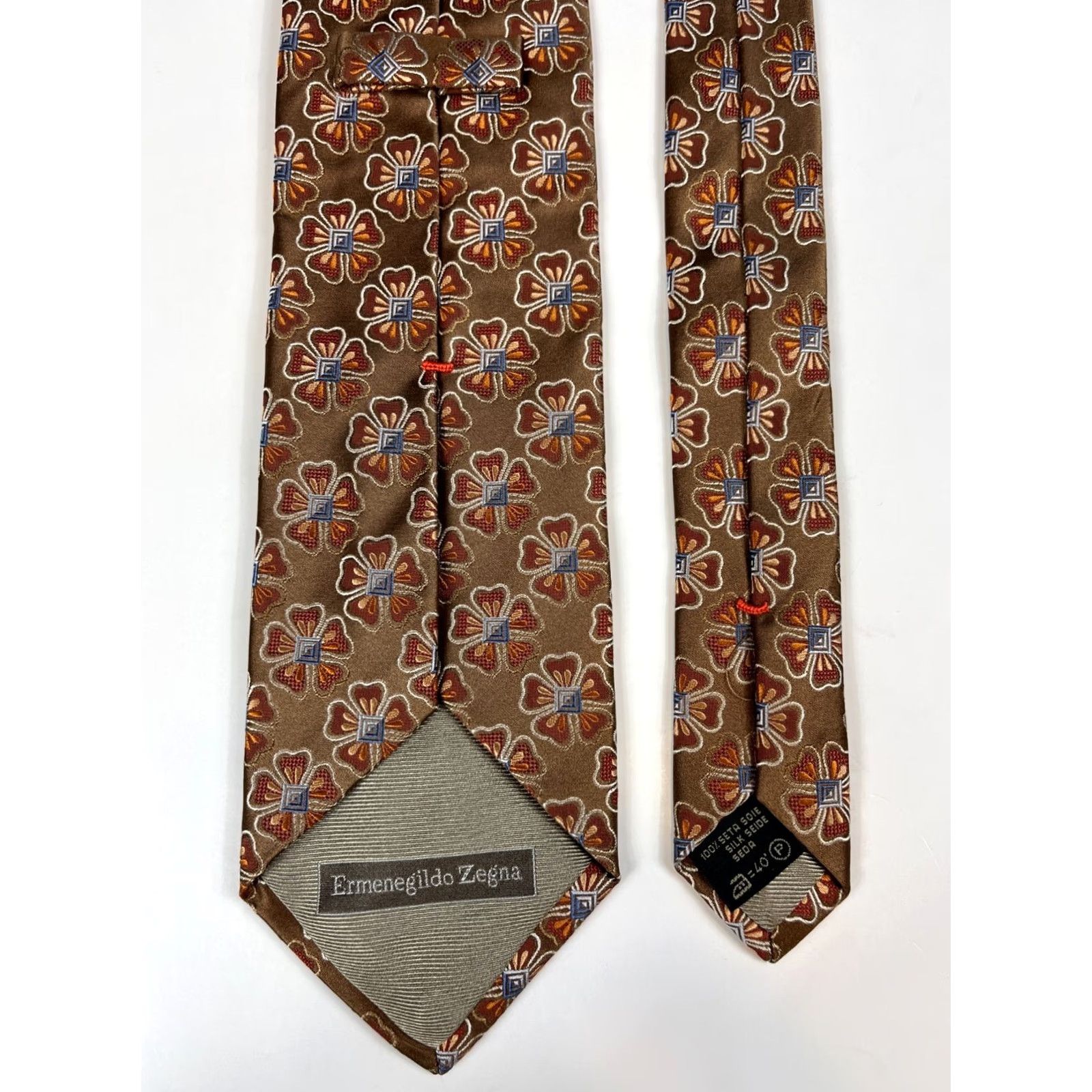 Ermenegildo Zegna VINTAGE Ermenegildo Zegna Silk Tie Floral - Men - Tie - Copper - 59" - 3.75" Wide - Made in Italy - Silk - Floral - Pre-owned - Men's Luxury Silk Tie Size ONE SIZE - 7 Thumbnail