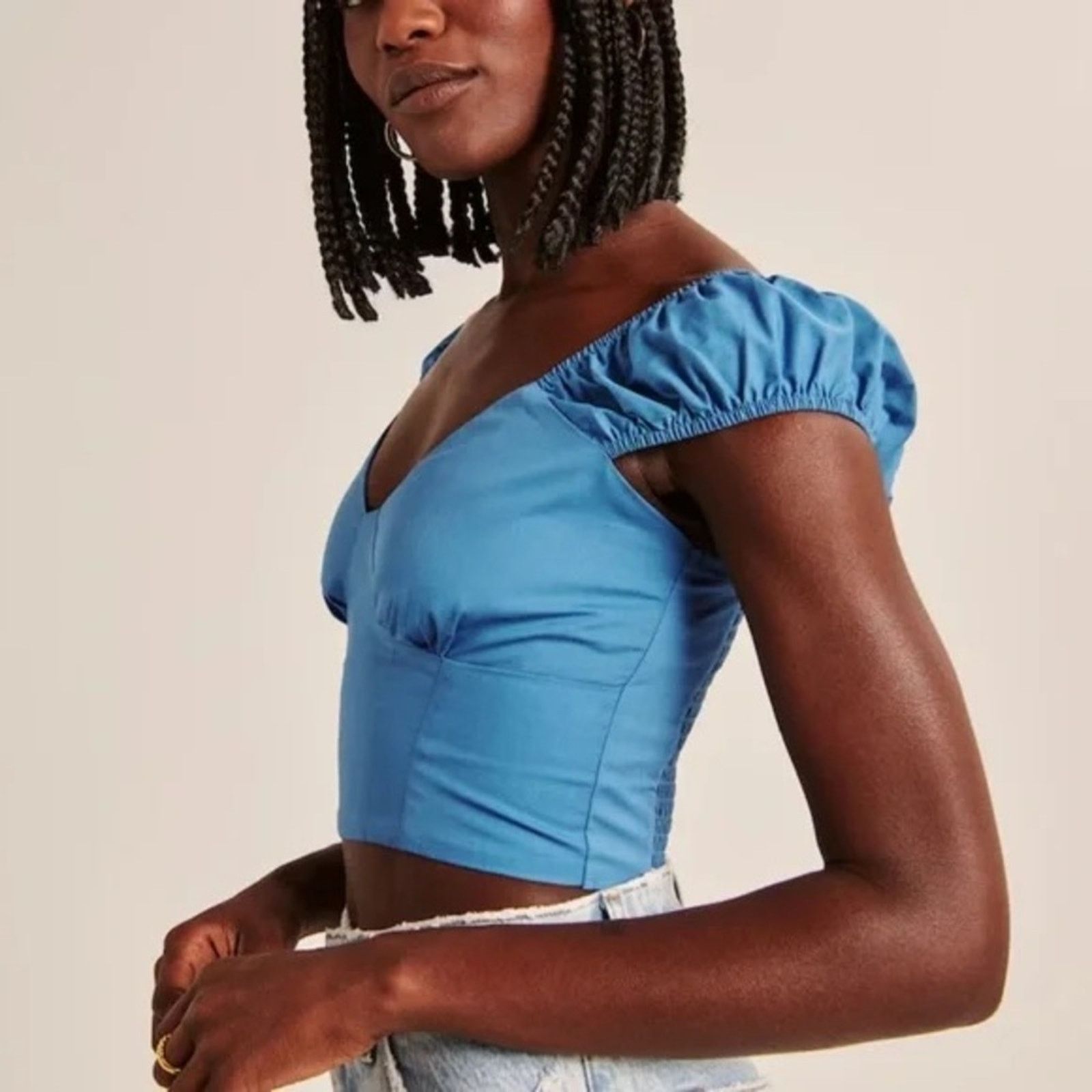 Abercrombie & Fitch Abercrombie & Fitch Cap Sleeve Poplin Crop Top Women’s Small Size S / US 4 / IT 40 - 2 Thumbnail