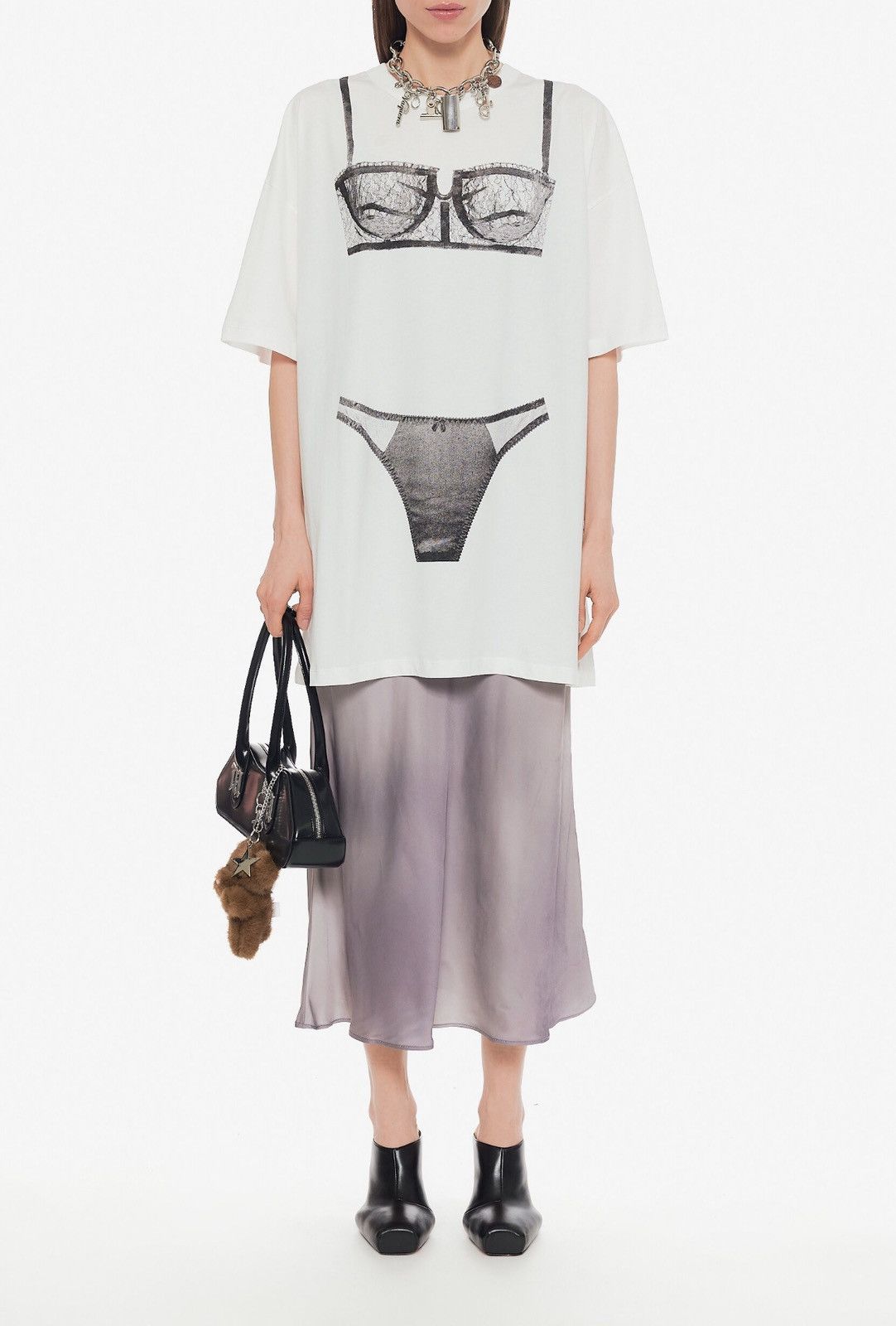 Vaquera Vaquera Trompe L’Oeil Tall Bra Print T-Shirt Off-White Size M / US 6-8 / IT 42-44 - 4 Thumbnail