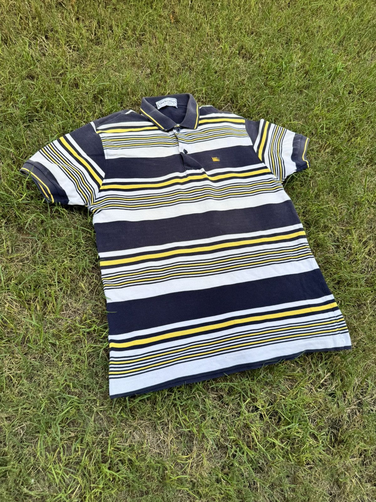 Burberry Burberry London Mesh Striped Polo Shirt Vintage Size US L / EU 52-54 / 3 - 3 Thumbnail