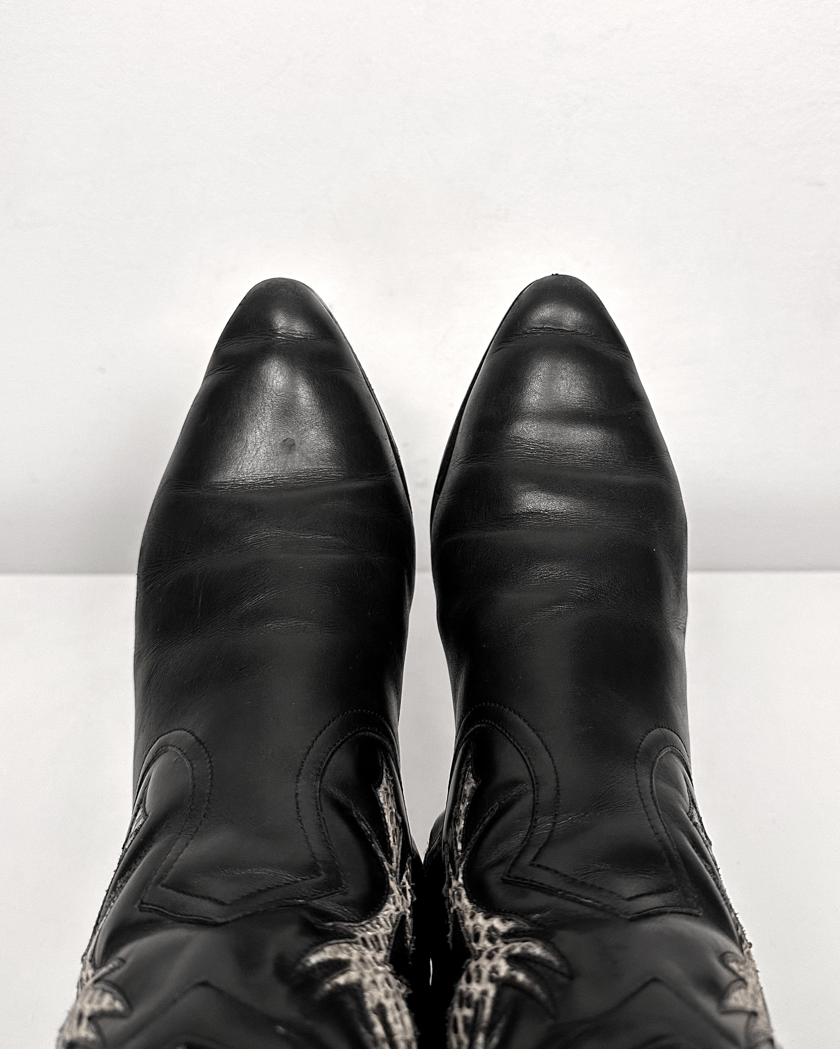 Saint Laurent Paris Saint Laurent Snakeskin Logo Pattern Cowboy Rock Boots Size US 6.5 / EU 39-40 - 5 Thumbnail