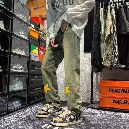Japanese Brand × Jean Retro yellow mud color design star embroidered jeans Size US 32 / EU 48 - 2 Thumbnail