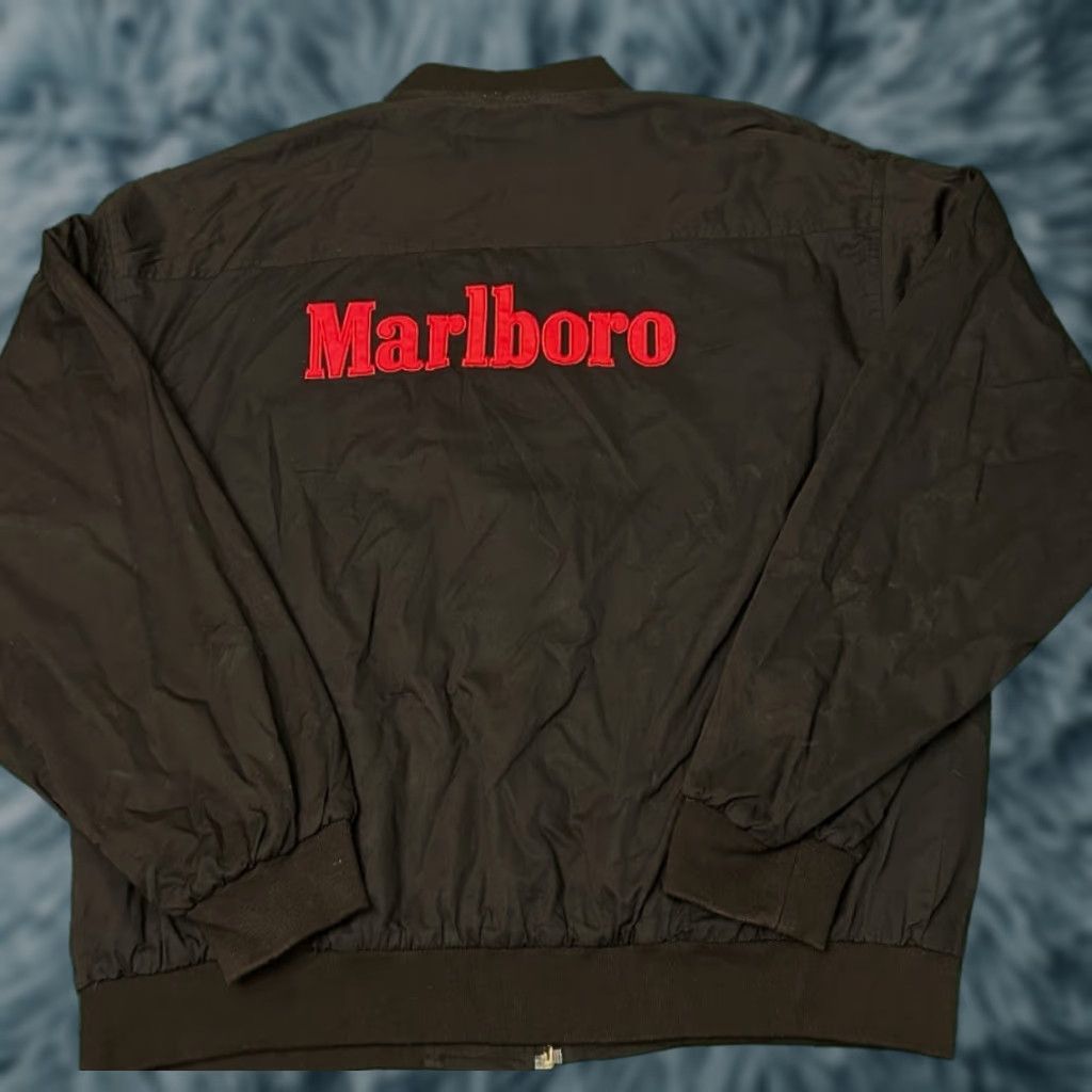 VINTAGE Marlboro Logo Bomber Jacket Reversible 90s Men XL Red