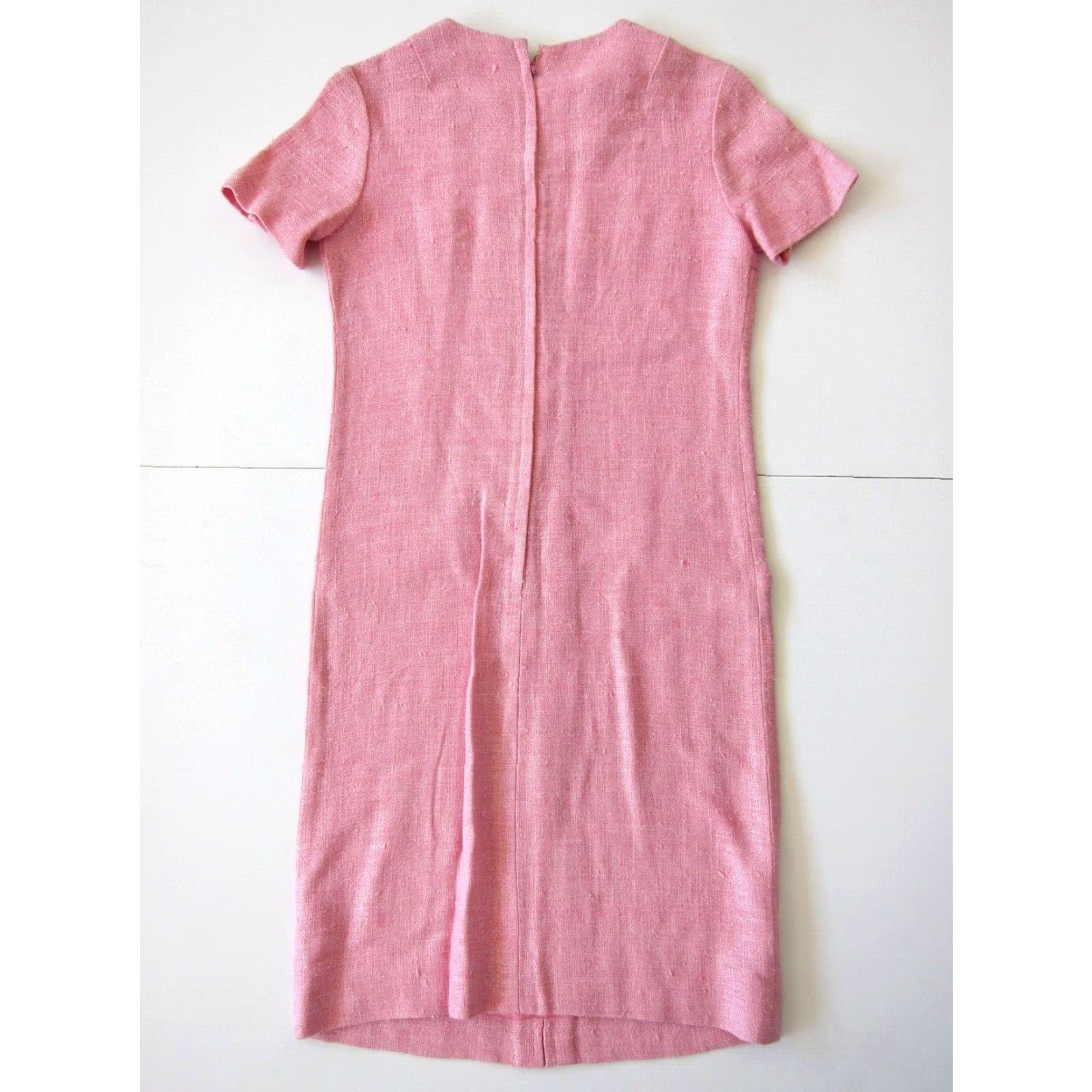 Vintage VINTAGE ANR JR. 1960'S PINK TWEED MODERN SHORT SLEEVE TUNIC SHIRT DRESS SMALL Size S / US 4 / IT 40 - 2 Thumbnail