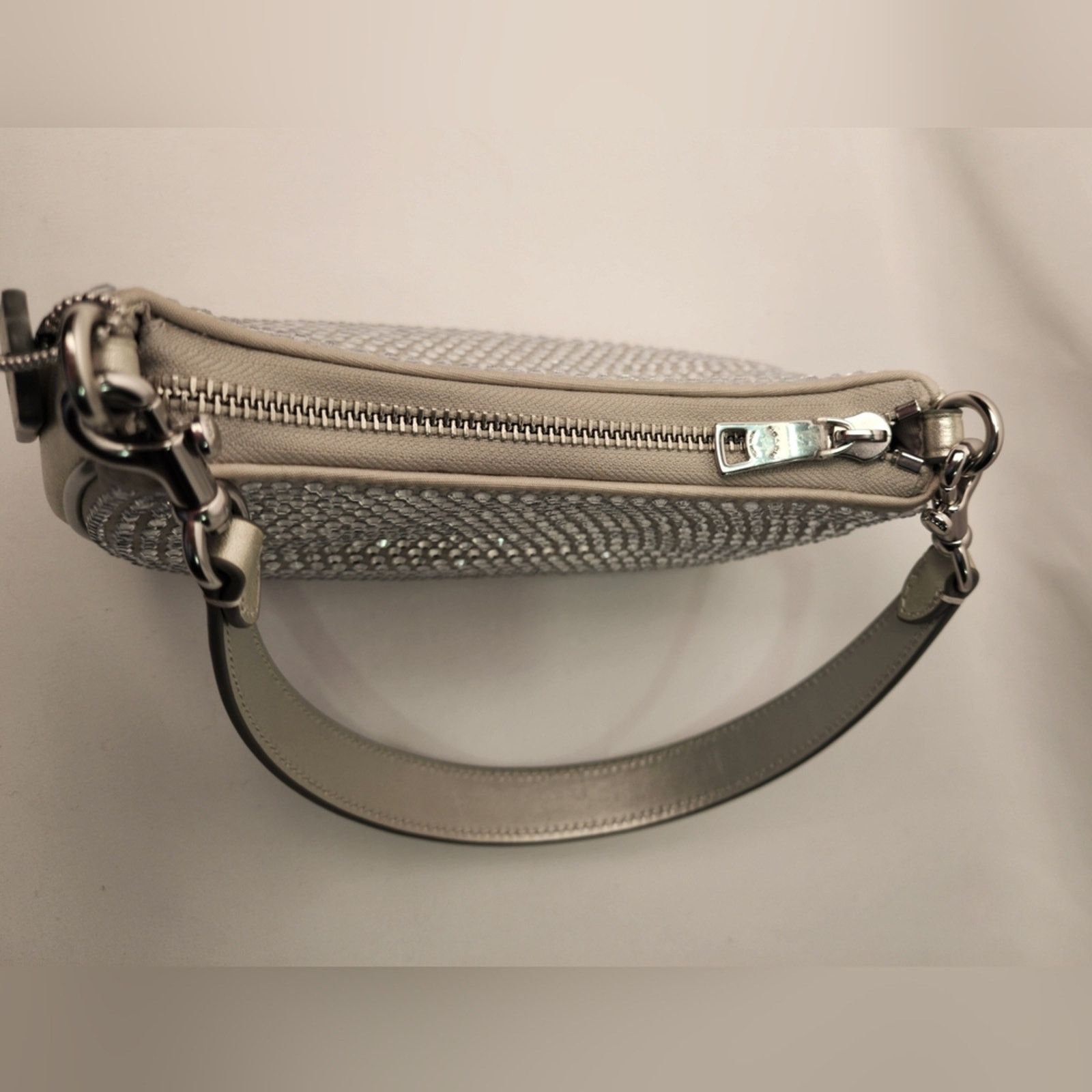 Coach Coach Teri Mini Crossbody Bag Silver Leather Crystal Shoulde Size ONE SIZE - 4 Thumbnail
