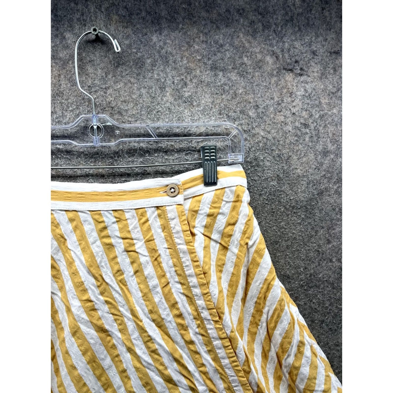 Vintage CELANDINE Skirt Womens S Yellow Small White Stripe Line Full Knee Length Casual Size 28" / US 6 / IT 42 - 6 Thumbnail