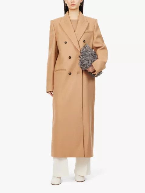 Stella McCartney o1s22i1n1024 Long Double-Breasted Coat in Beige Size S / US 4 / IT 40 - 2 Thumbnail