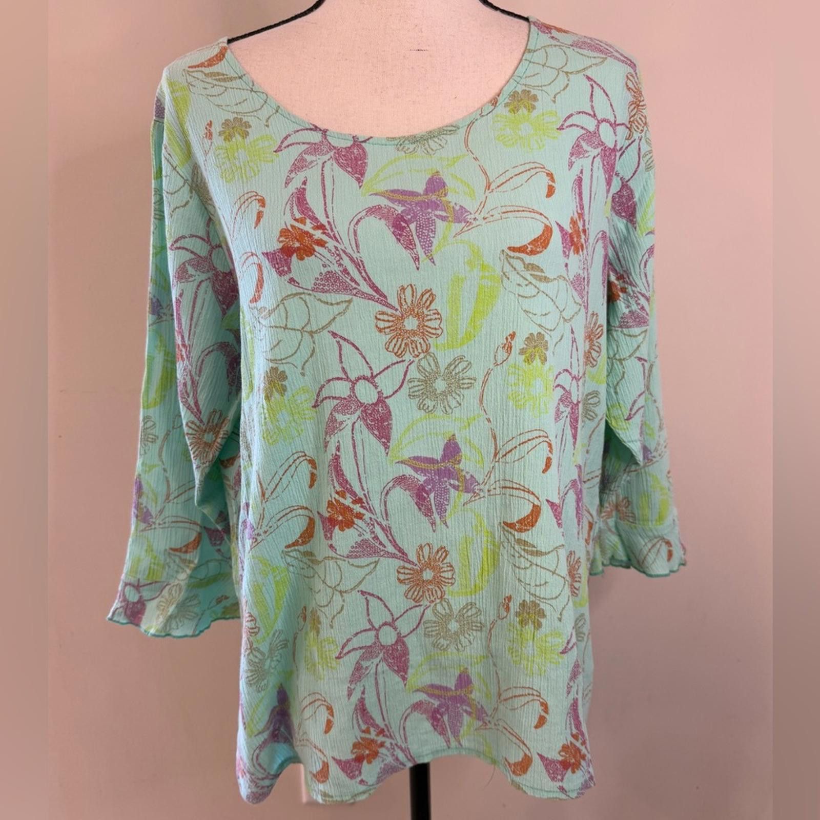 Other Sun Bay 100% cotton gauzy colorful tropical top SZ Medium Size M / US 6-8 / IT 42-44 - 1 Thumbnail