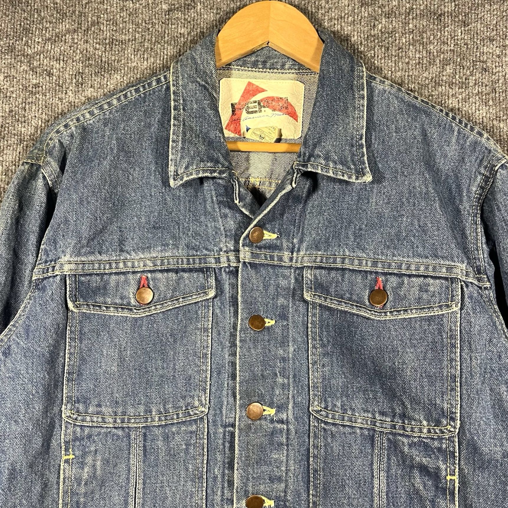 Denime VINTAGE Pepsi Denim Jacket Trucker Biker Blue Wash Mens Small S Jeans Blue 90s USA Jacket Mens Size US 29 - 2 Thumbnail
