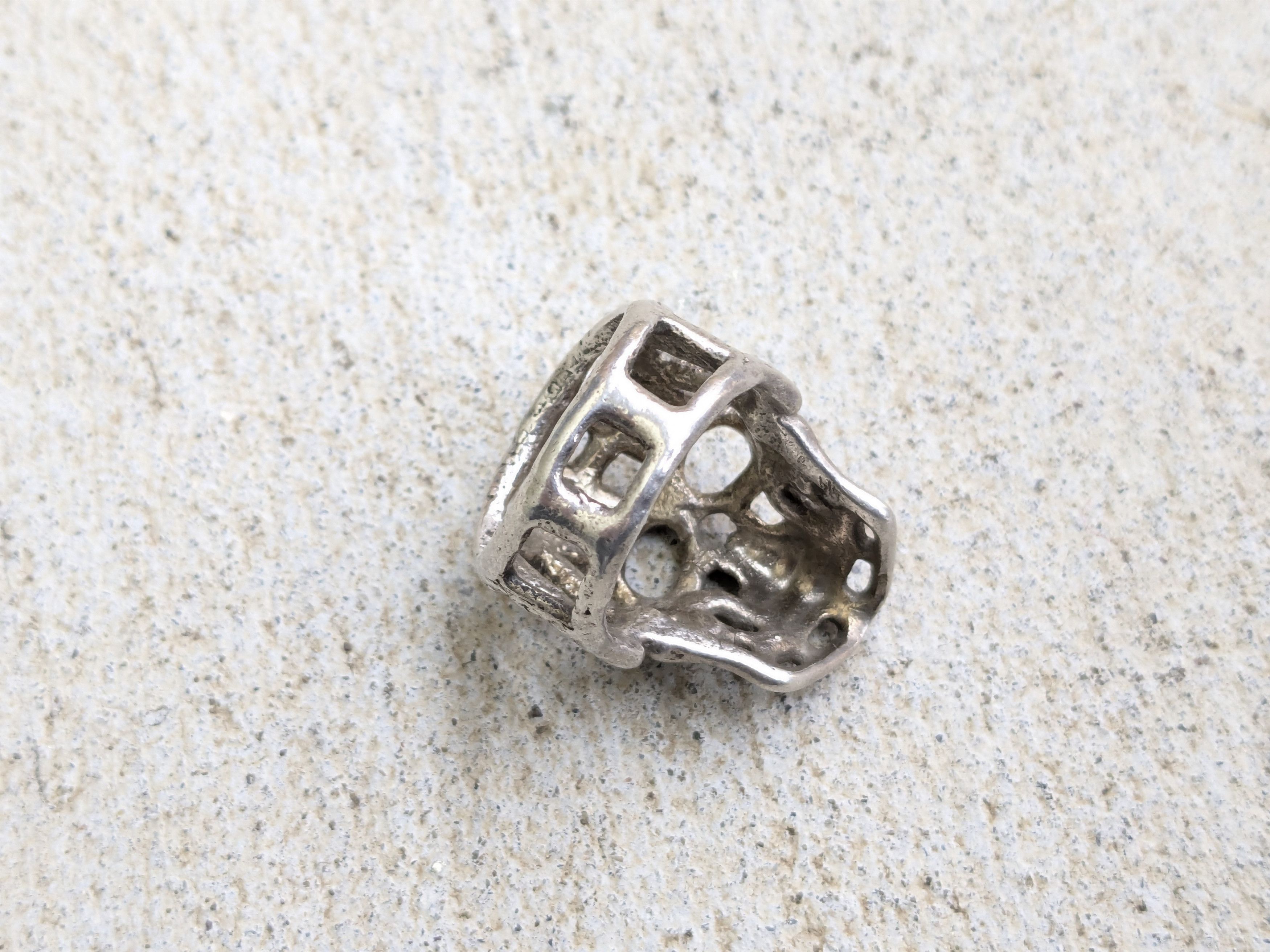 Other Vintage Sterling Silver Skull Ring 11.25 Biker Punk Skeleton Size ONE SIZE - 11 Thumbnail