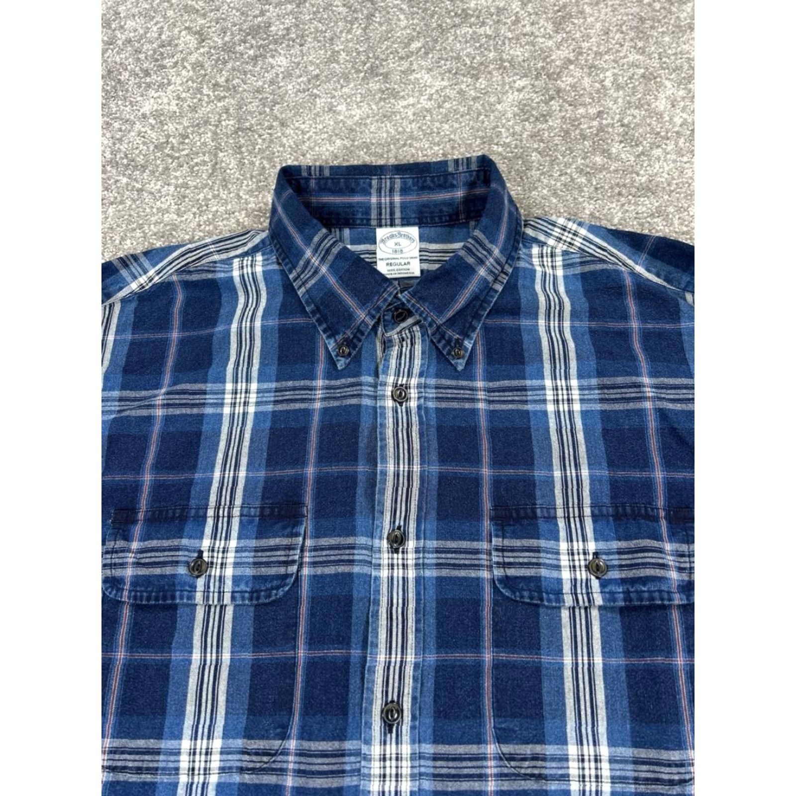 Brooks Brothers Brooks Brothers Plaid Flannel Shirt Mens XL Blue Cotton Button-Up Casual Size US XL / EU 56 / 4 - 2 Thumbnail