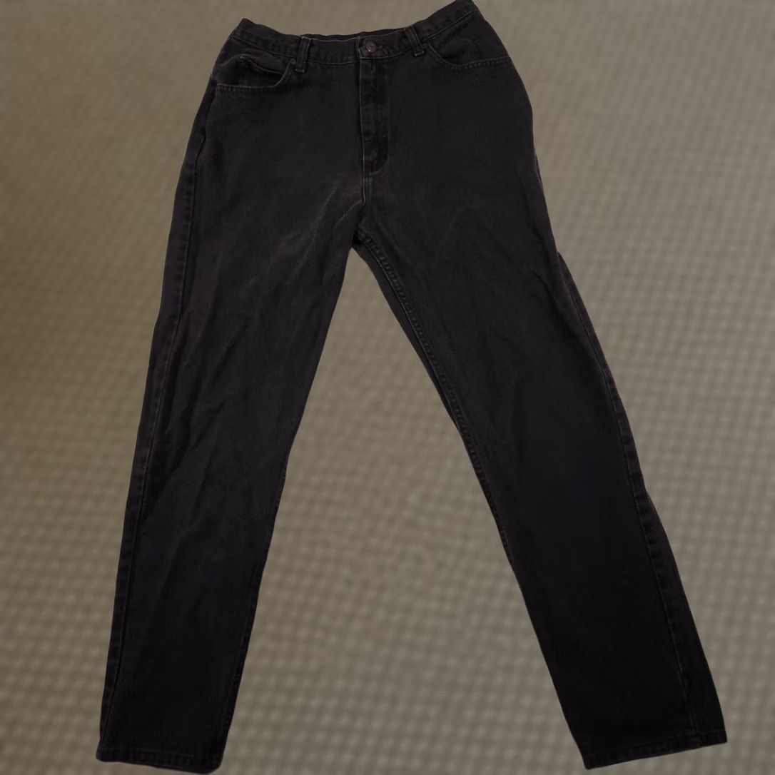 Lee VINTAGE? Lee Jeans Womens 12 Black Denim Tapered Leg High Rise 5-Pocket Zip Fly Lee Size 34" / US 12 / IT 48 - 1 Thumbnail