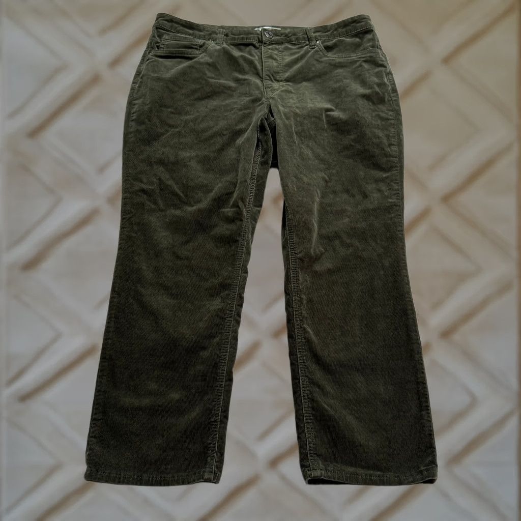 Vintage KUT From The Kloth Womens Green Straight Leg Slim Fit Corduroy Ankle Pants 14P Size 36" / US 14 / IT 50 - 1 Thumbnail