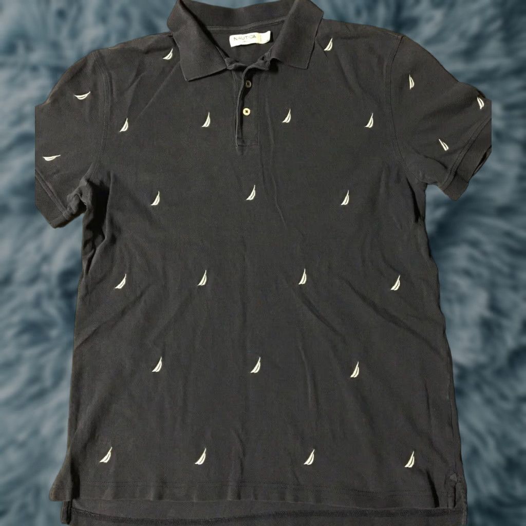 Nautica Vtg Nautica All Over Print Boat Polo Shirt XL Colorblock Navy Blue Boat Polo Shirt Mens XL Nautica Sailing Yachting 90s USA Size US XL / EU 56 / 4 - 1 Thumbnail