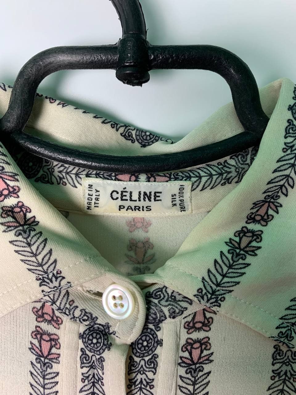 Celine 1970s Celine Beige Tan Chain Printed Shirt Size US XS / EU 42 / 0 - 3 Thumbnail