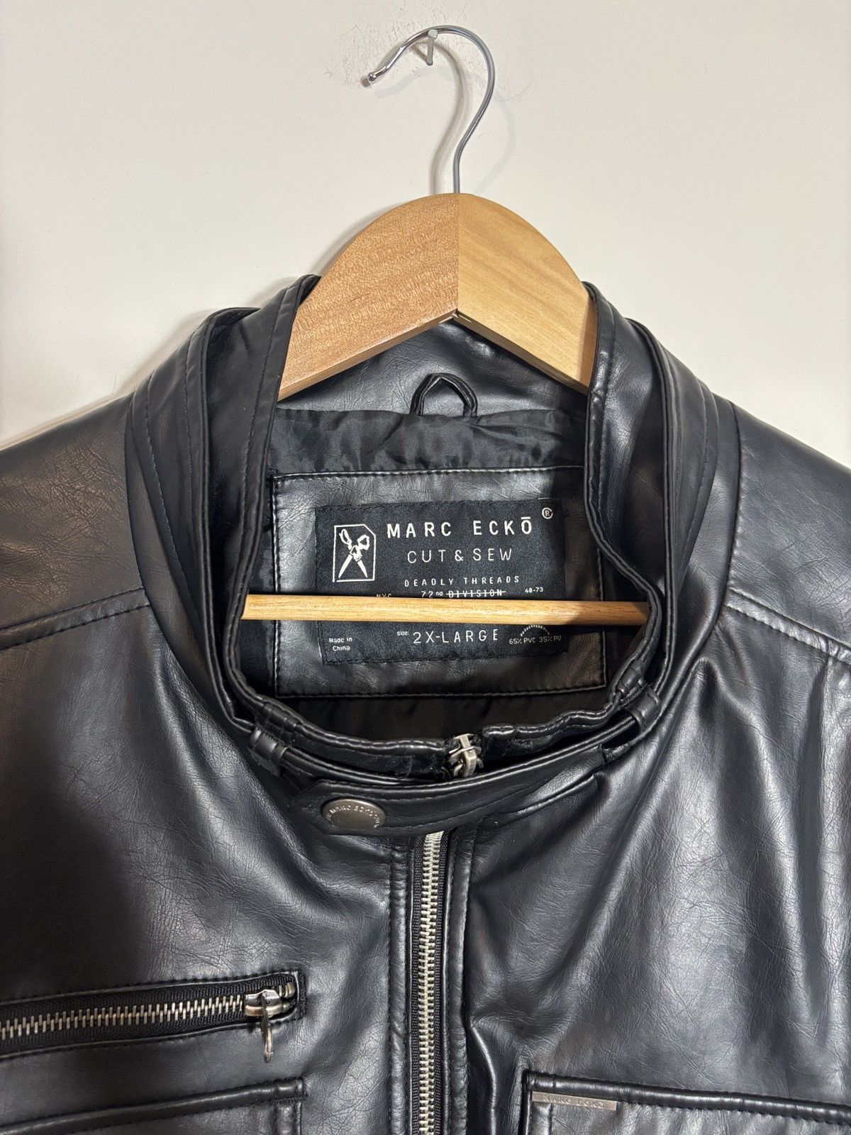 Marc Ecko Marc Ecko Cut & Sew Black Leather Moto Jacket XXL Size US XXL / EU 58 / 5 - 3 Thumbnail