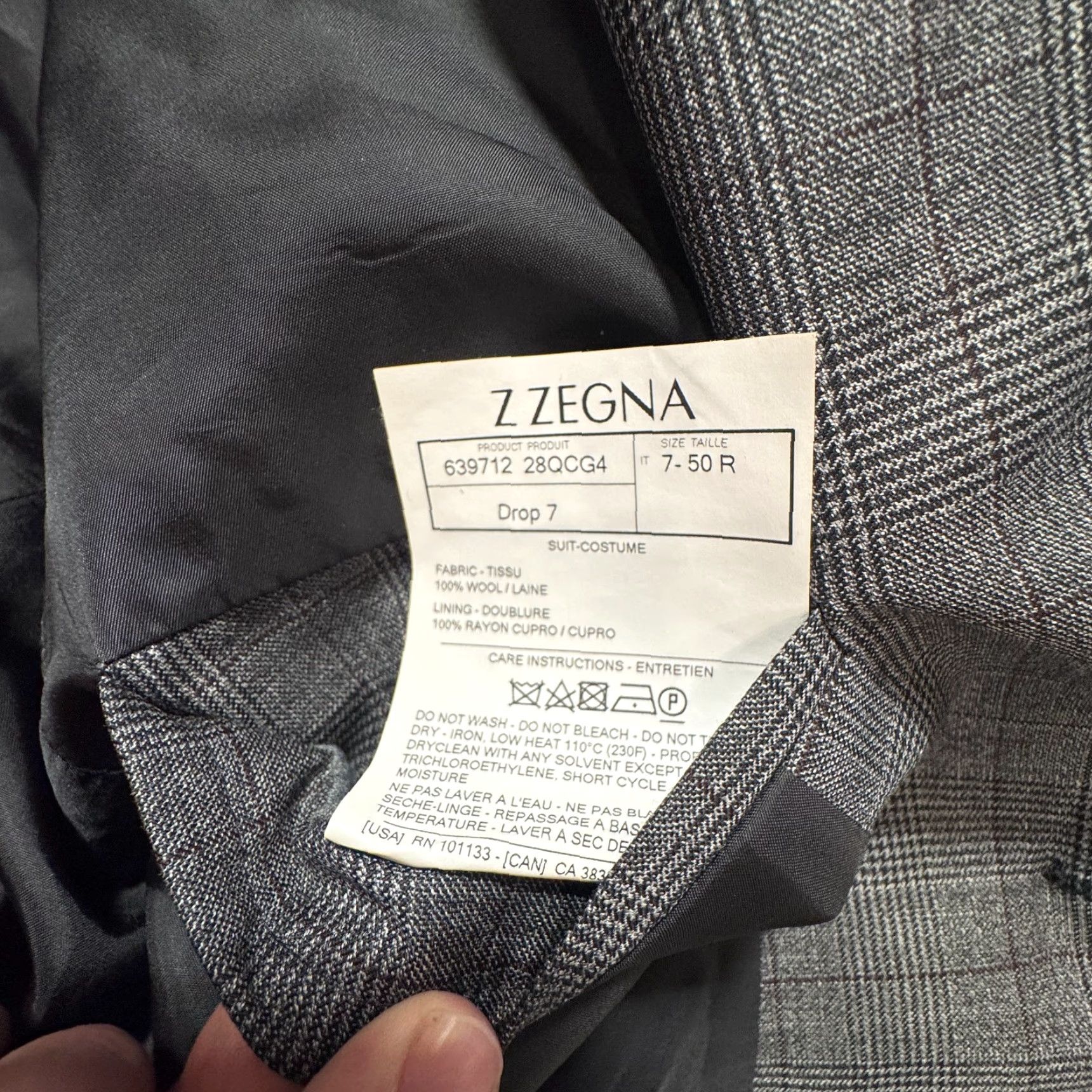 Ermenegildo Zegna Zegna Blazer Mens 41 Gray Plaid Wool Sport Coat Jacket Size 42R - 6 Thumbnail