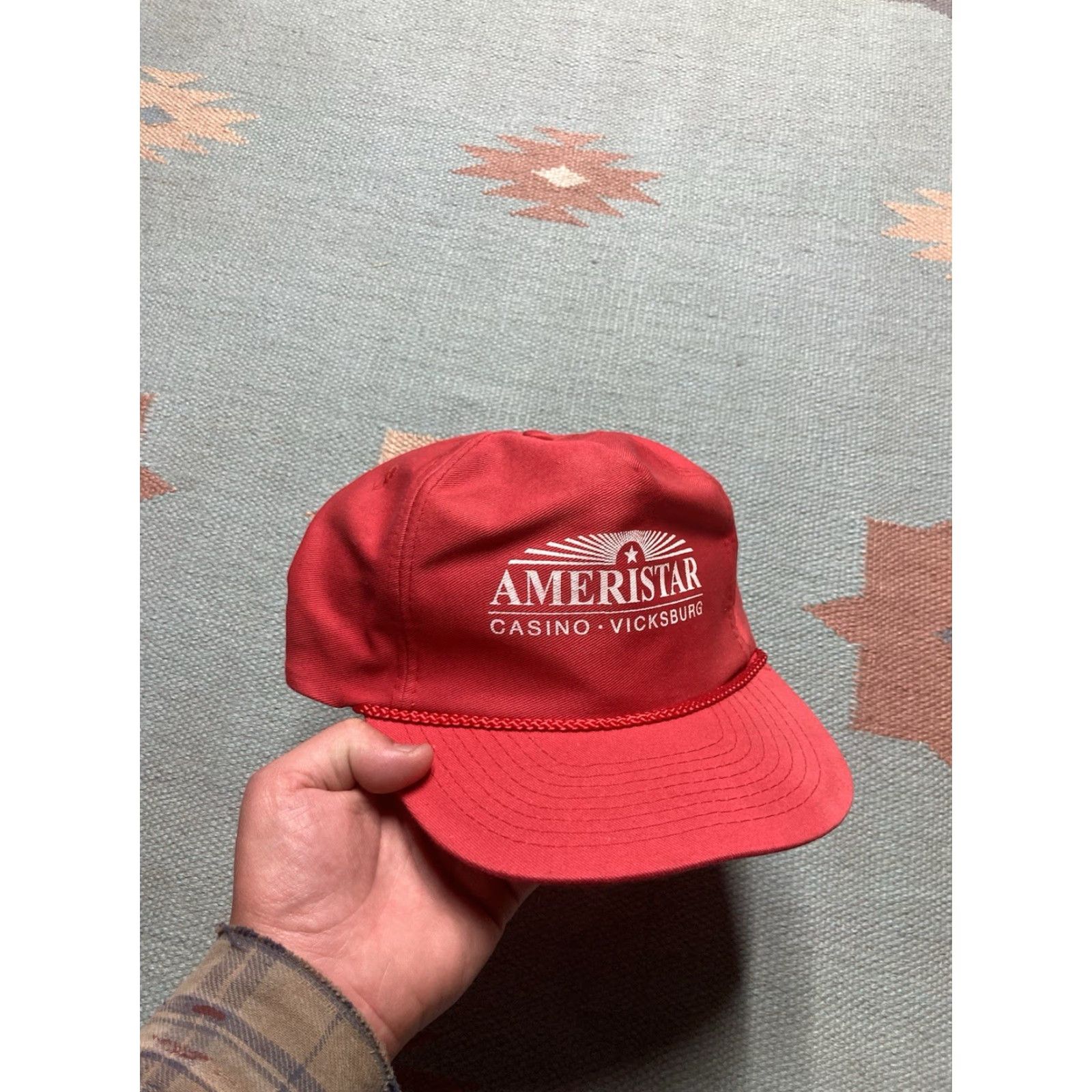 Vintage VINTAGE Unbranded SnapBack Hat Cap Men Adjustable Red Ameristar Casino Vicksburg Mississippi Gambling Size ONE SIZE - 2 Thumbnail