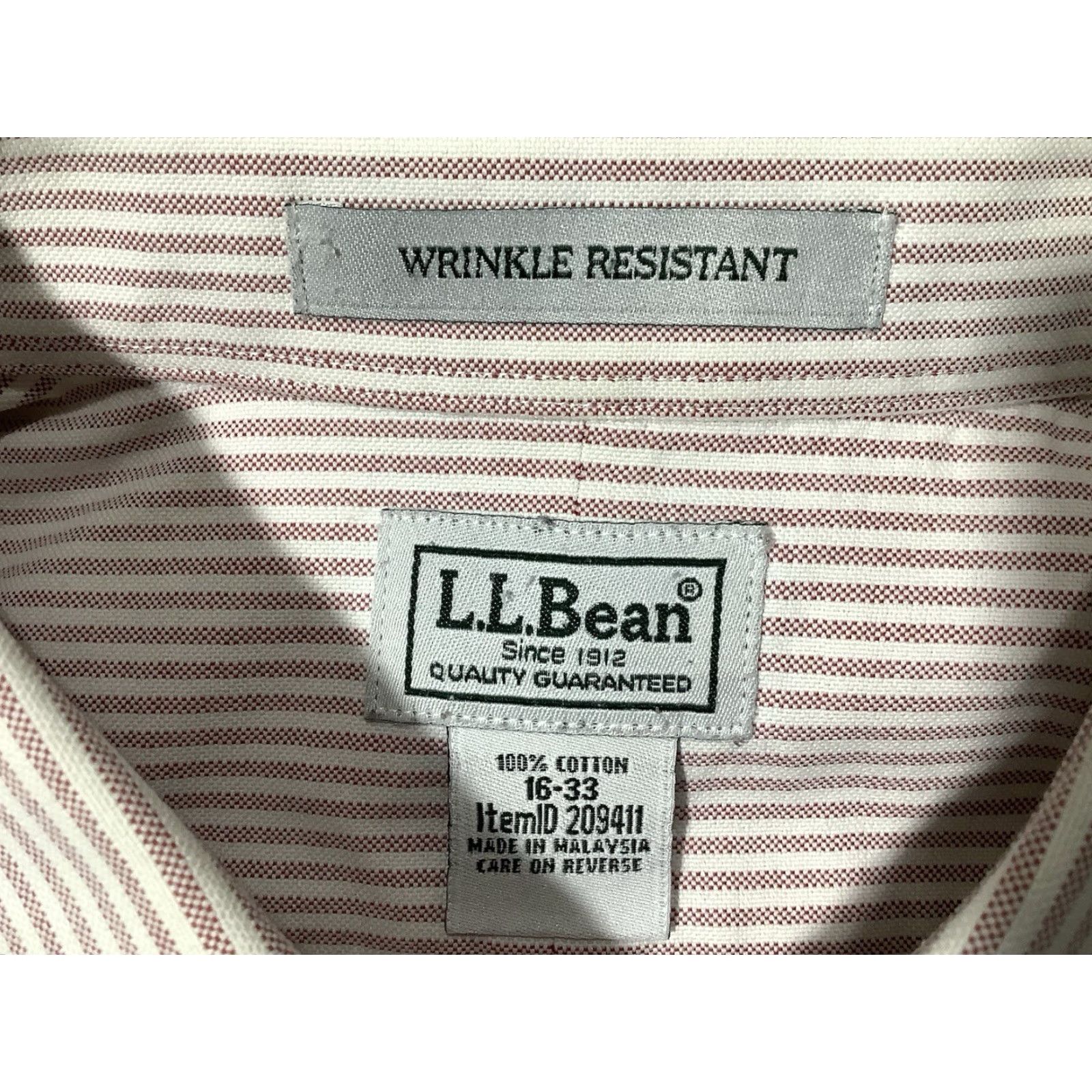 Vintage VINTAGE L.L. Bean Dress Shirt Striped Red Long Sleeve Mens 16 Wrinkle Resistant Button-Up Collared Case-Study: Not Applicable Size 42R - 6 Thumbnail