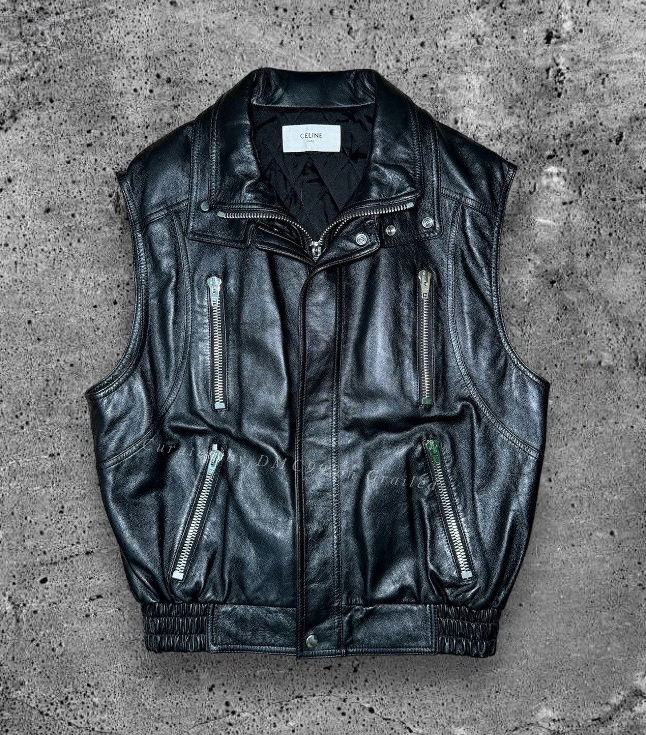 Hedi Slimane CELINE FW22 Boy Doll Double Layer Leather Vest Size US M / EU 48-50 / 2 - 1 Thumbnail